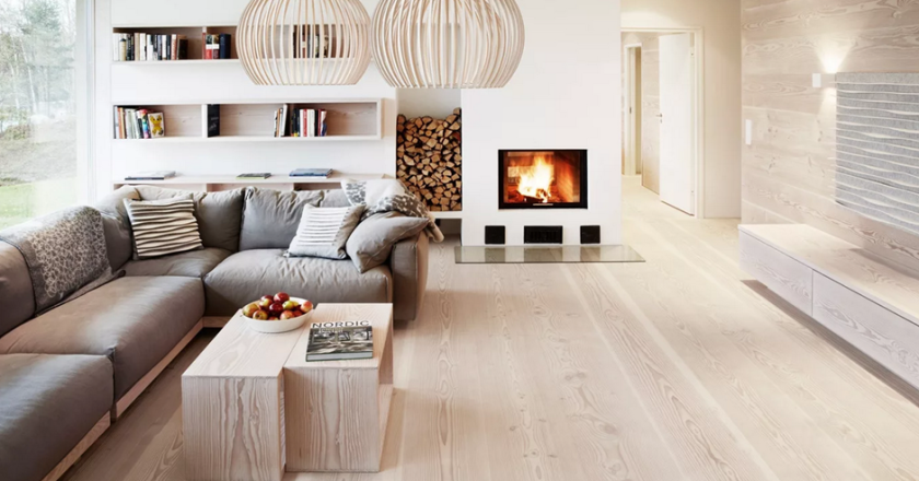 Беленый пол в интерьере: преимущества, материалы и сочетания